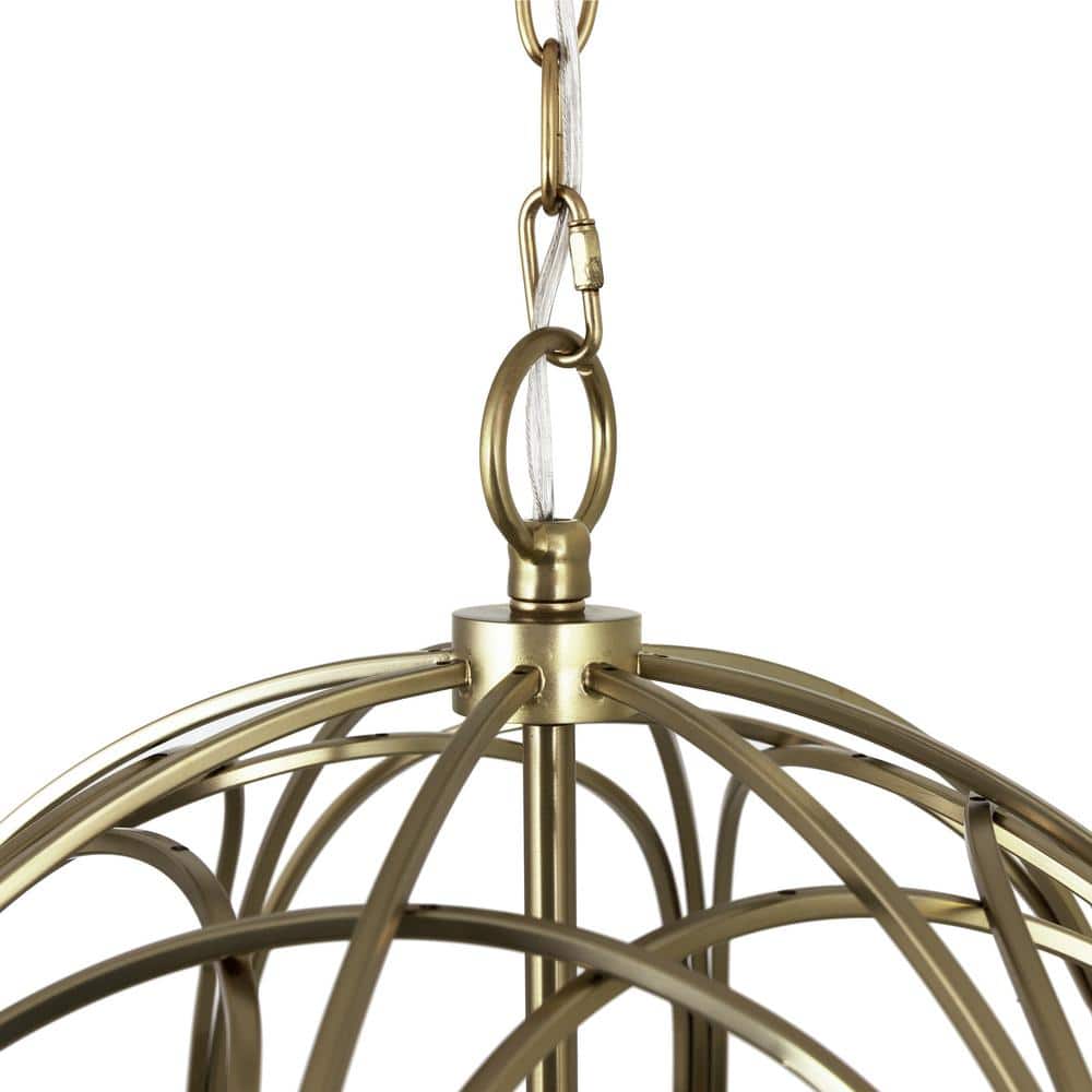 Satin Brass 4-Light Globe Chandelier with Candle Bulbs