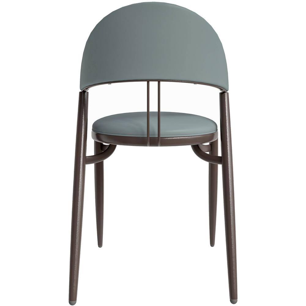 Venice Light Grey Leather Upholstered Side Chair with Metal Legs