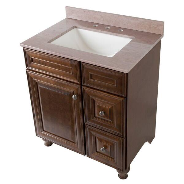 Home Decorators Collection Templin 31 in. Vanity in Coffee with Stone Effects Vanity Top in Kaiser Gray
