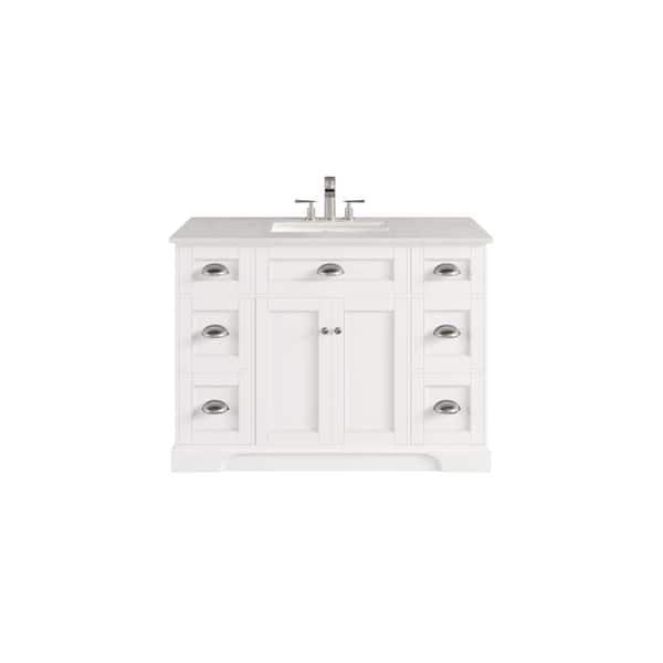 Epic 48 in. Single Sink White Bath Vanity with White Carrara Quartz Top (Assembled)