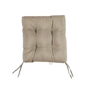 Sunbrella Canvas Taupe Tufted Chair Cushion Square Back 16 x 16 x 3