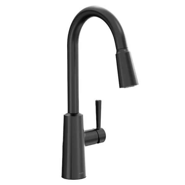 MOEN Riley Single Handle Pull-Down Sprayer Kitchen Faucet with Reflex and Power Clean in Matte Black