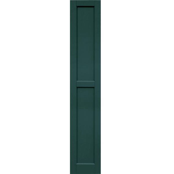 Winworks Wood Composite 12 in. x 68 in. Contemporary Flat Panel Shutters Pair #633 Forest Green