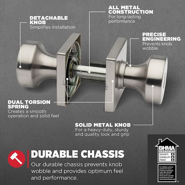 Kwikset Pismo Satin Nickel Keyed Entry Square Door Knob featuring