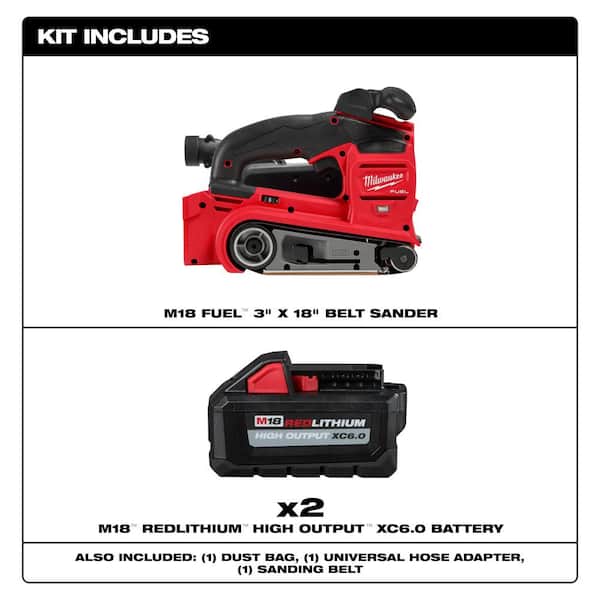 M18 FUEL 18V Lith-Ion Cordless Belt Sander w/ (2) High Output 6.0 Ah Battery Pack