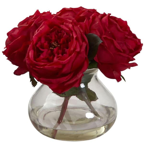 Nearly Natural 8 in Artificial Fancy Rose with Vase