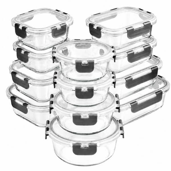 24-Piece Borosilicate Glass Food Storage Container Set with Airtight Lids, Freezer Safe for Meal Prep