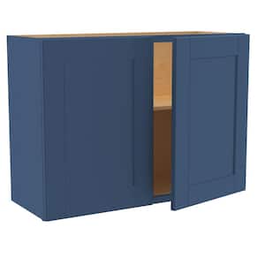 Washington Vessel Blue Plywood Shaker Assembled Wall Kitchen Cabinet Soft Close 33 W in. x 12 D in. x 24 in. H