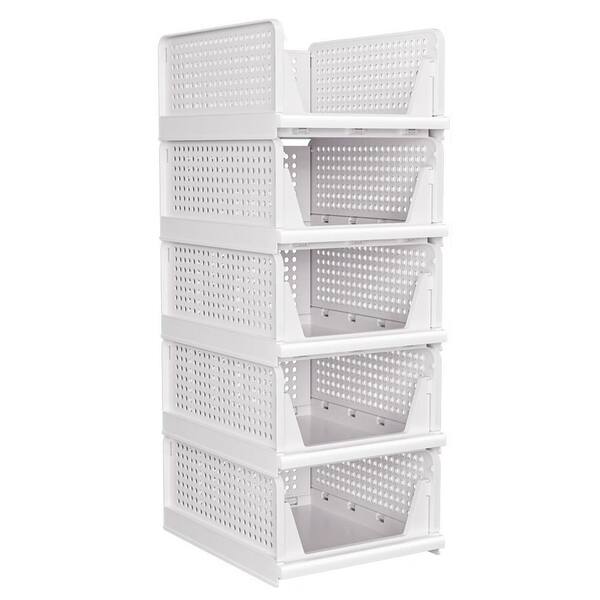 バスケットキャビネット ホワイト Afoxsos White 16.73 in x 13.11 in x 7.2 in Plastic Stackable