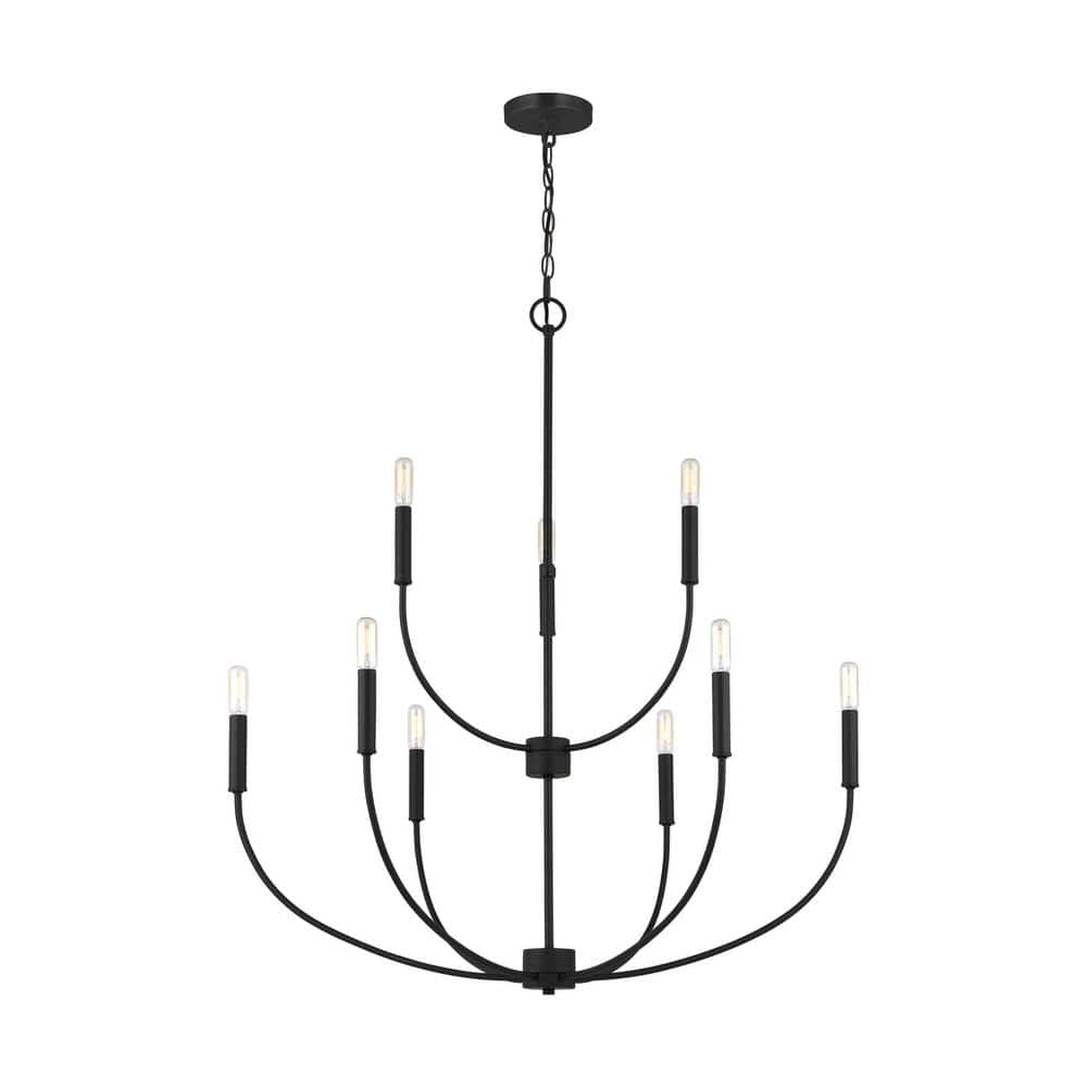 Midnight Black 9-Light Candle Chandelier