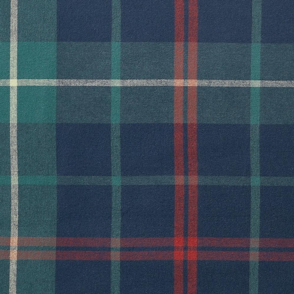 Hunter Green and Dark Navy Plaid Cotton Flannel Fabric