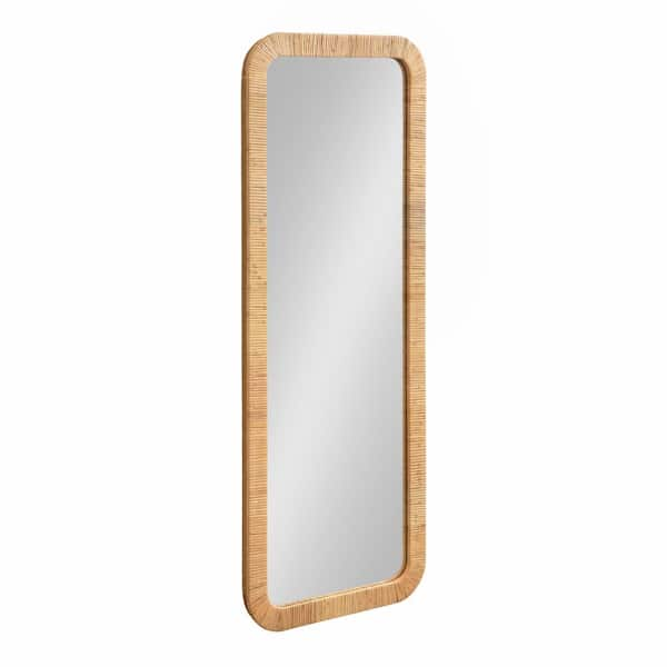 Rahfy Natural 18 in. W x 48 in. H Transitional Rectangle Wooden Framed Mirror