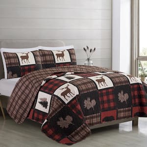 Red Lodge Patchwork King Microfiber 3-Piece Quilt Set Bedspread