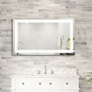40 in. W x 24 in. H Rectangular Frameless Anti-Fog Wall Mount LED Lighted Bathroom Vanity Mirror in Silver