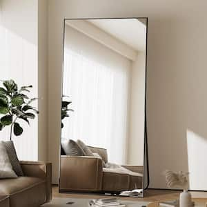 Black 31 in. W x 70 in. H Rectangular Aluminum Framed Full Length Floor Mirror