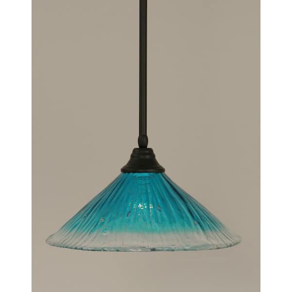 Unbranded Sparta 100-Watt 1-Light Matte Black Bowl Mini Pendant Light with Glass Shade