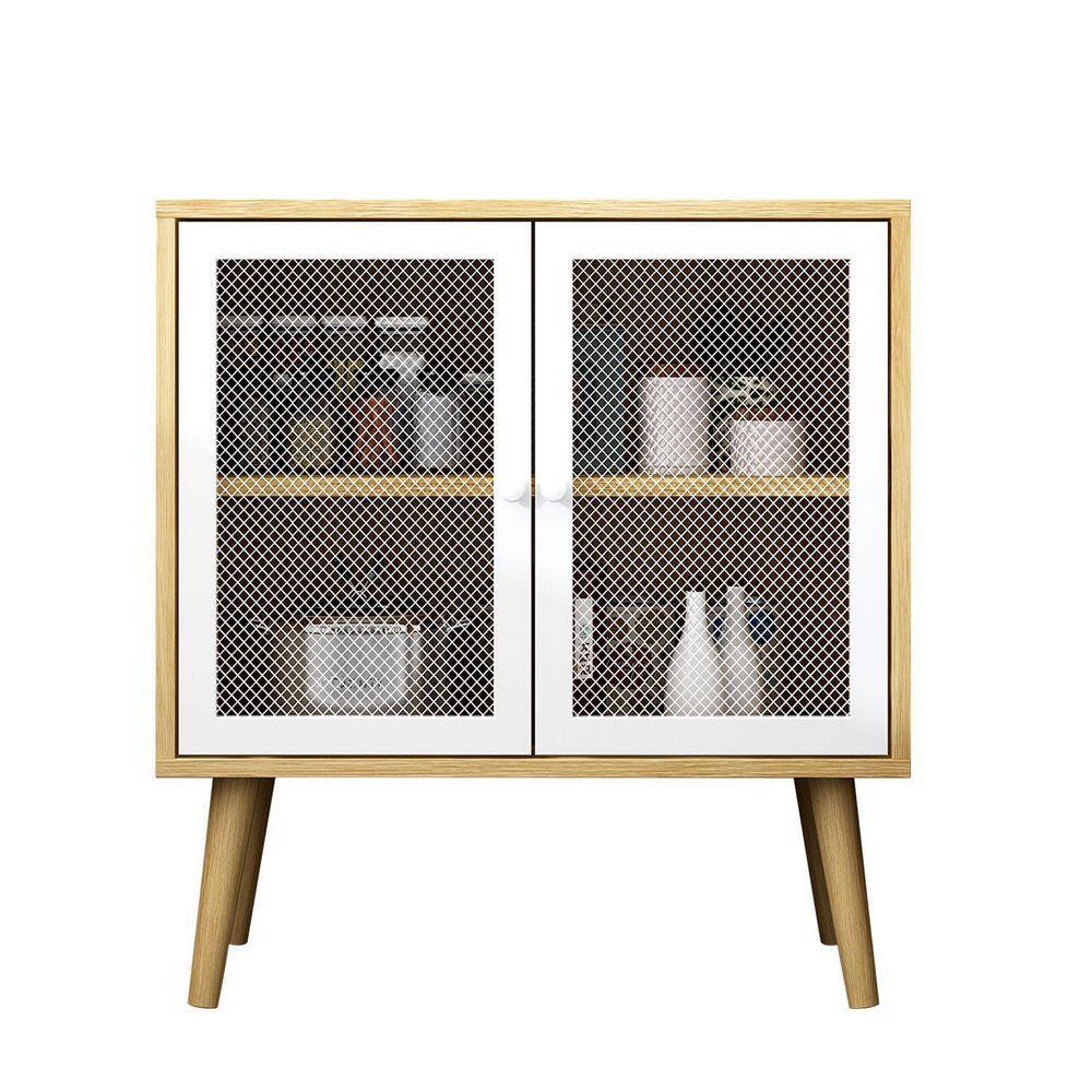 Angel Sar Natural Wood Storage with 2 White Mesh Doors AD000301 The Home Depot