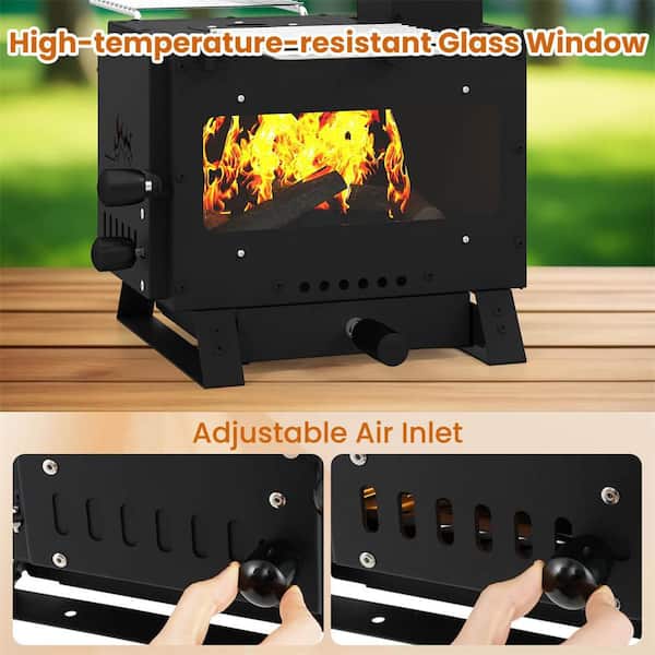 Costway Stainless Steel Camp Wood Burning Stove with Heat