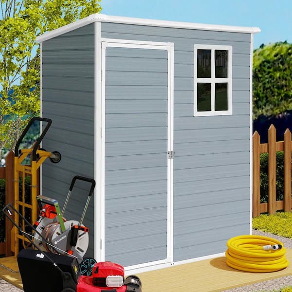 5 ft. W x 3 ft. D Resin Shed with Floor and Lockable Door, Garden Outdoor Storage Sheds in Grey (13 sq. ft. )