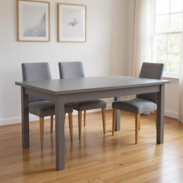 Gray Wood 60.00 in. 4 Leg Base Dining Table Seats 6