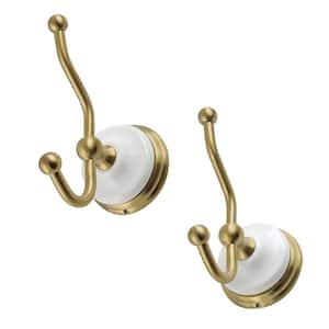Victorian Single Robe Hook in Brushed Brass (2-Pack)