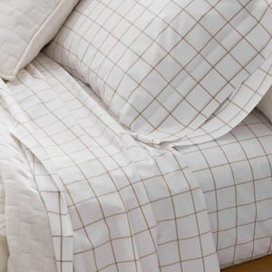Block Plaid T200 Yarn Dyed Cotton Percale Pillowcases (Set of 2)