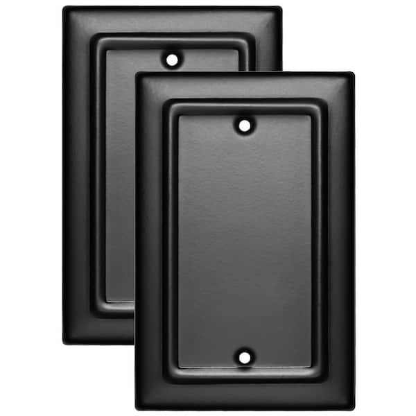 Architectural 1-Gang Black Blank/No Device Metal Wall Plate (2-Pack)