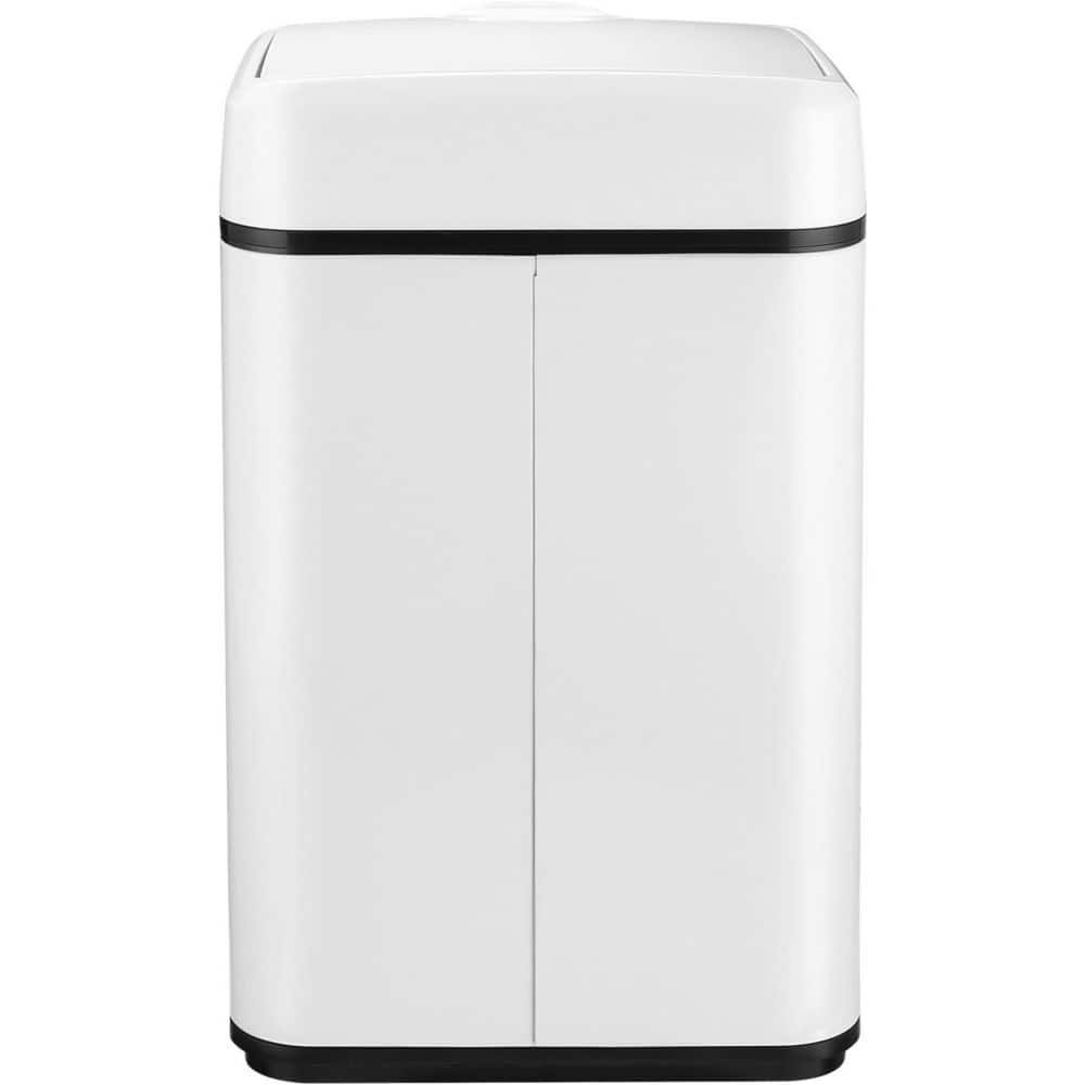 White Stainless Steel Touchless Trash Can with Sensor Lid