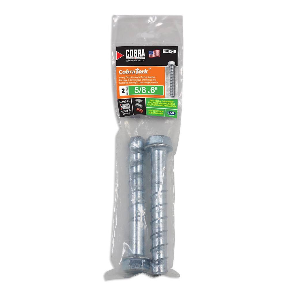 Cobra Tork 5/8 in. x 6 in. Mechanical Galvanized Concrete Screw Anchor (2-P