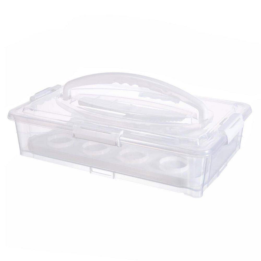 Plastic Cake Carrier White Stackable Dessert Storage Container with Handle for Full Size Cake or 12 Cupcakes price history on PriceWatchPro
