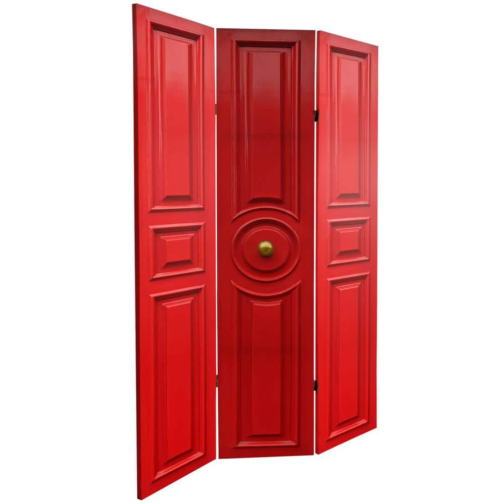 Mediterranean Blue and Red 3-Panel Folding Room Divider