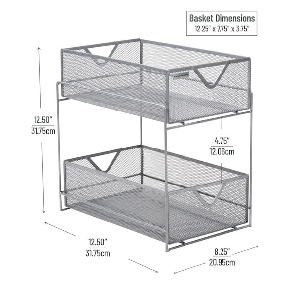 iDesign 12 x 10 x 7.75 Silver Classico Stackable Basket