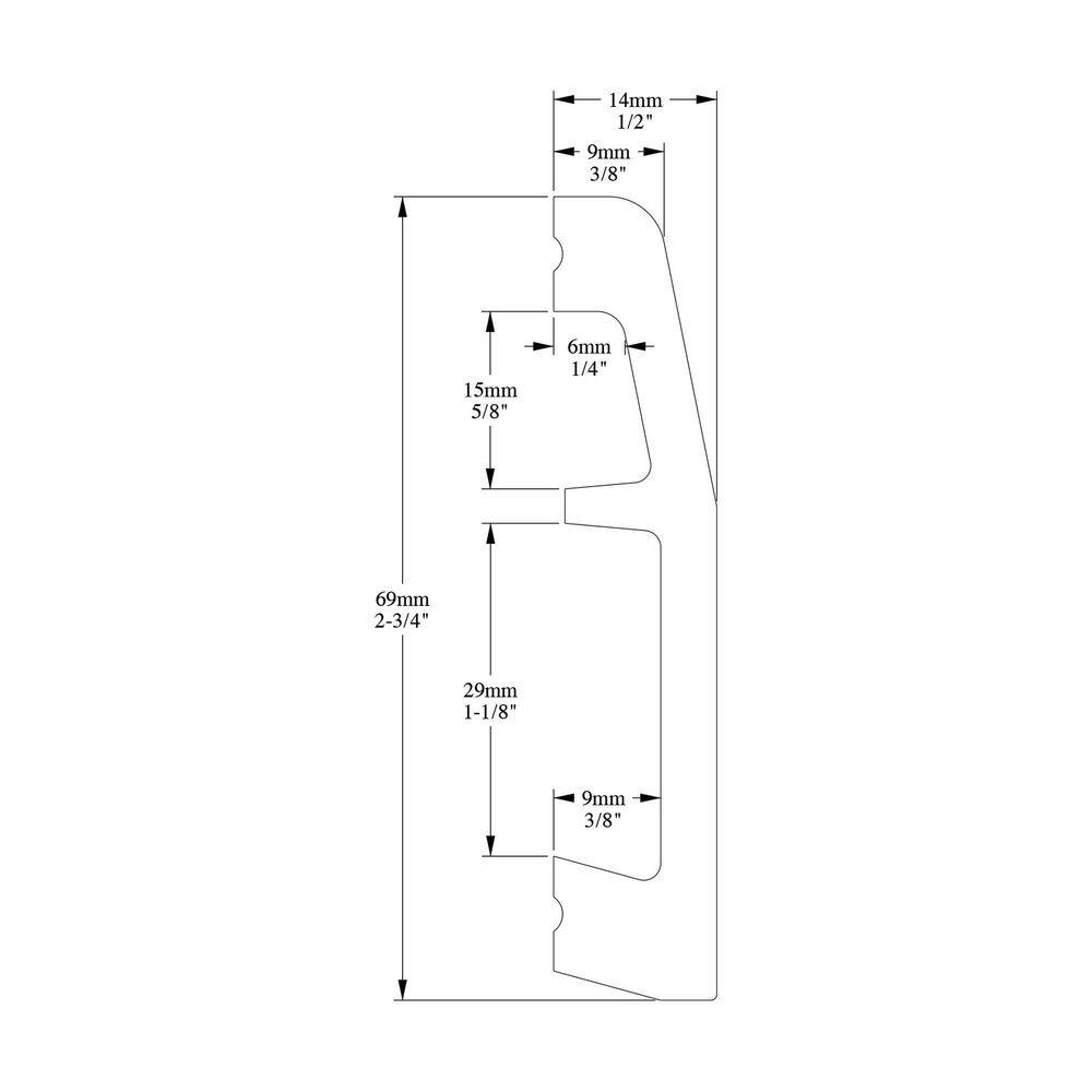 Primed White 2.75'' Polystyrene Baseboard Moulding Set