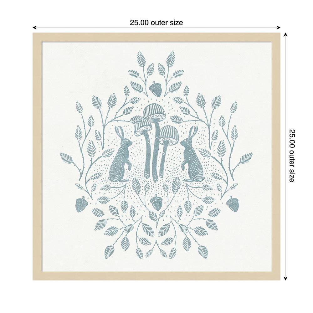 Svelte Natural Framed Rabbits and Mushrooms Graphic Art Print