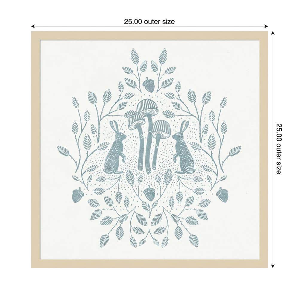 Svelte Natural Framed Rabbits and Mushrooms Graphic Art Print