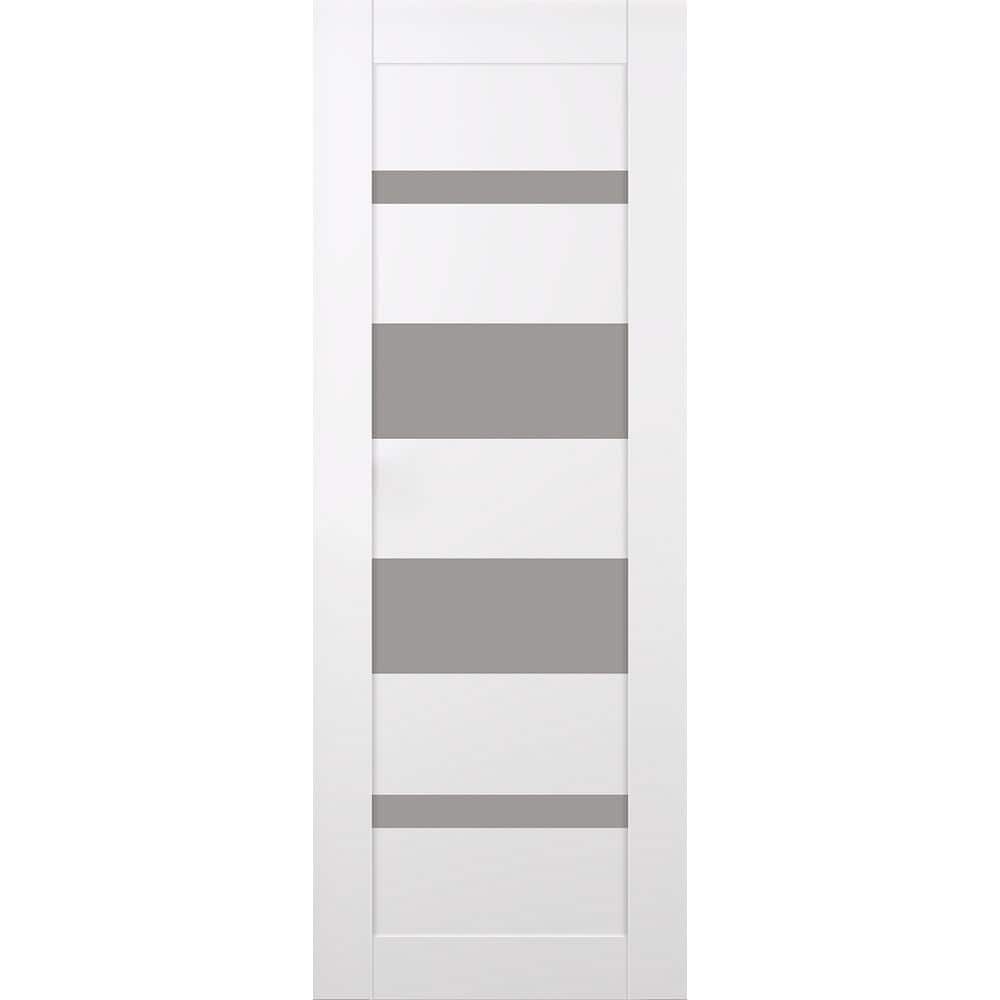 Mirella 24 in. x 84 in. No Bore 5-Lite Solid Core Frosted Glass Snow White Finished Wood Composite Interior Door Slab price history on PriceWatchPro