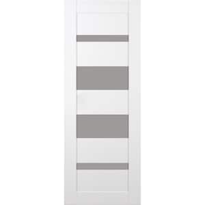 Mirella 24 in. x 84 in. No Bore 5-Lite Frosted Glass Snow White Composite Wood Interior Door Slab