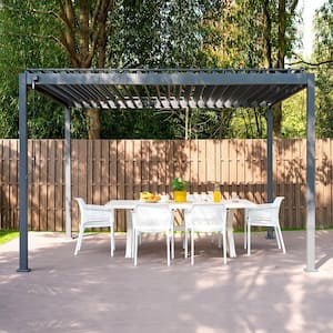 88S 10 ft. x 12 ft. Charcoal Aluminum Modern Pergola