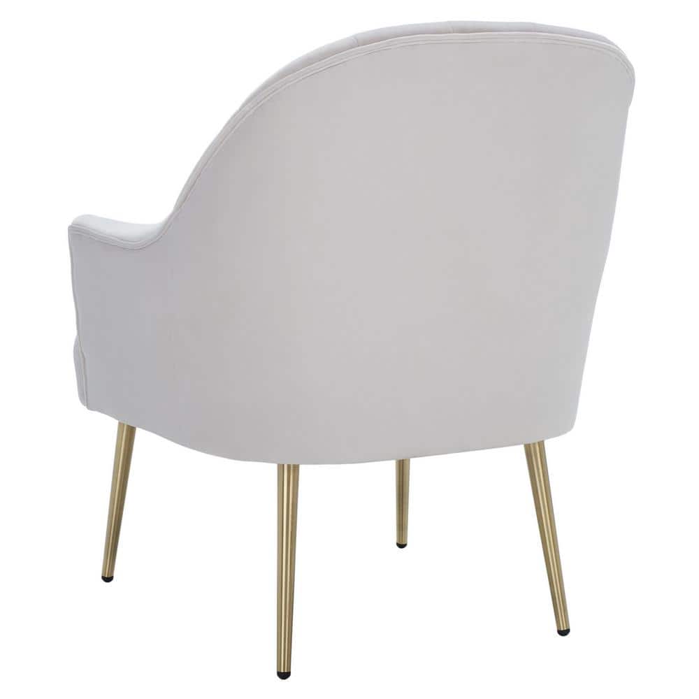 Elegance Art Deco Light Grey Velvet Accent Chair with Gold Metal Legs