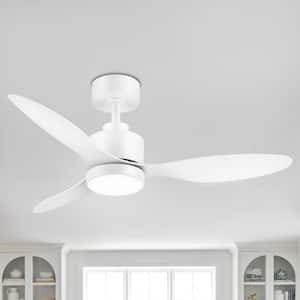 Sawyer 42 in. Indoor White Ceiling Fan with Integrated LED Light and Remote Control Included