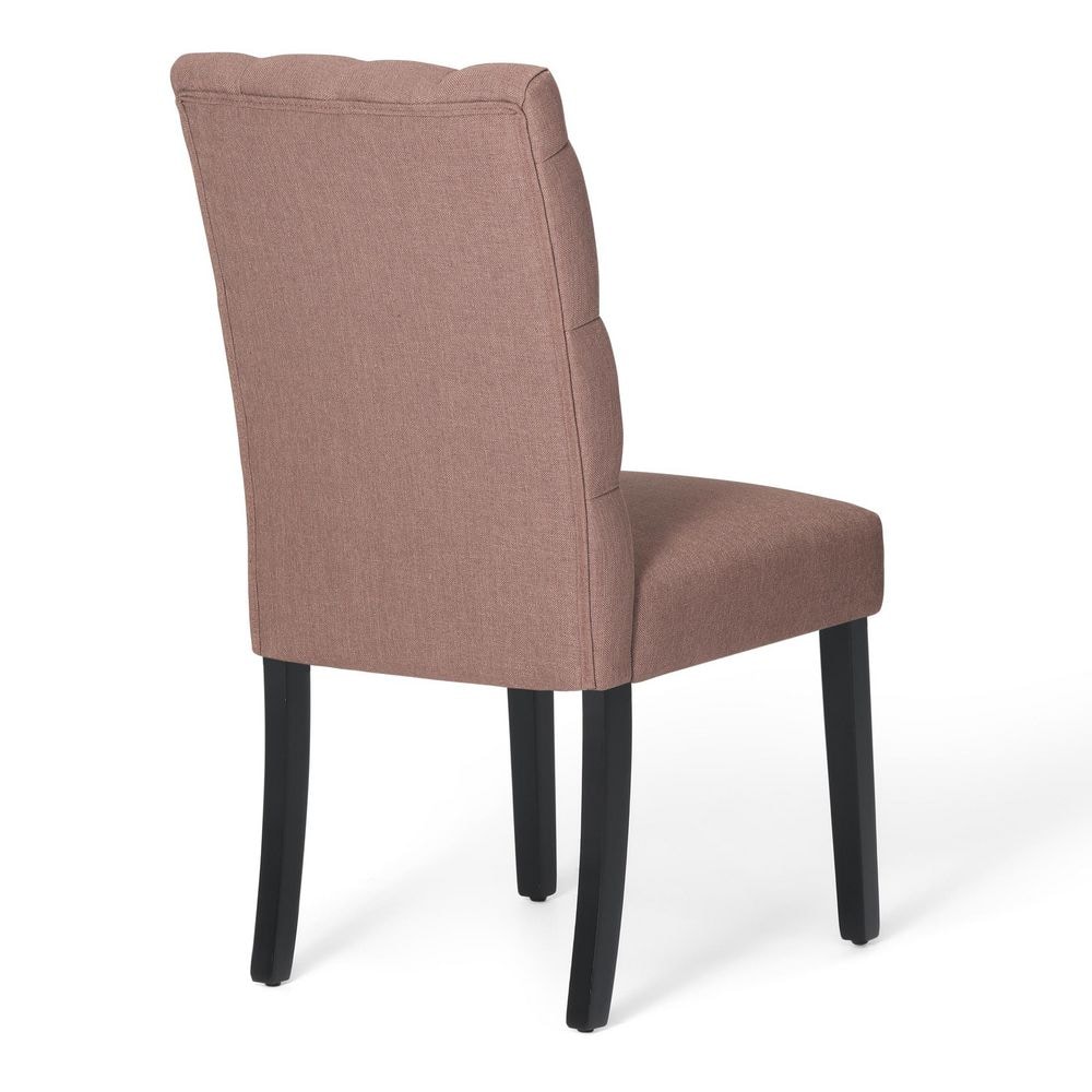 Westin Classic Button Tufted Linen Side Chair in Brown