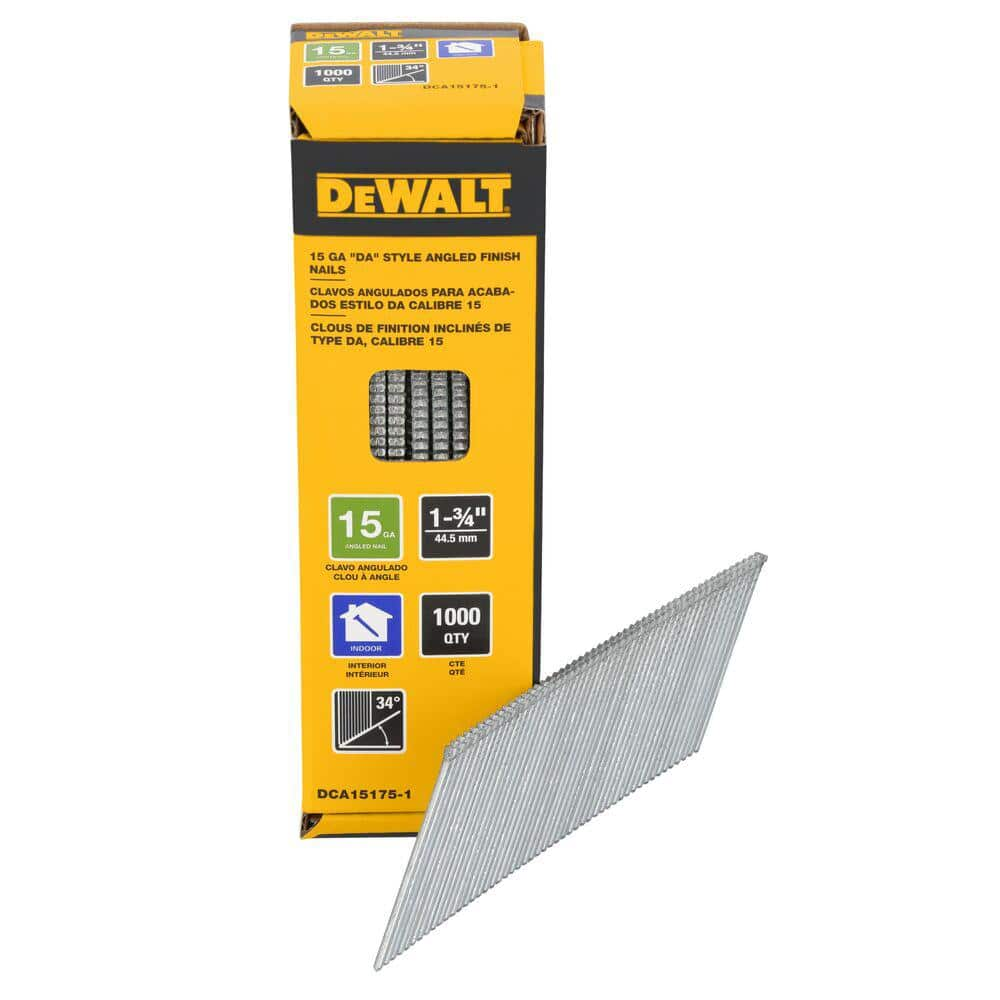 1-3/4 in. x 15-Gauge DA 34-Degree Bright Finish Nails (1000-Pack) -  DEWALT, DCA15175-1