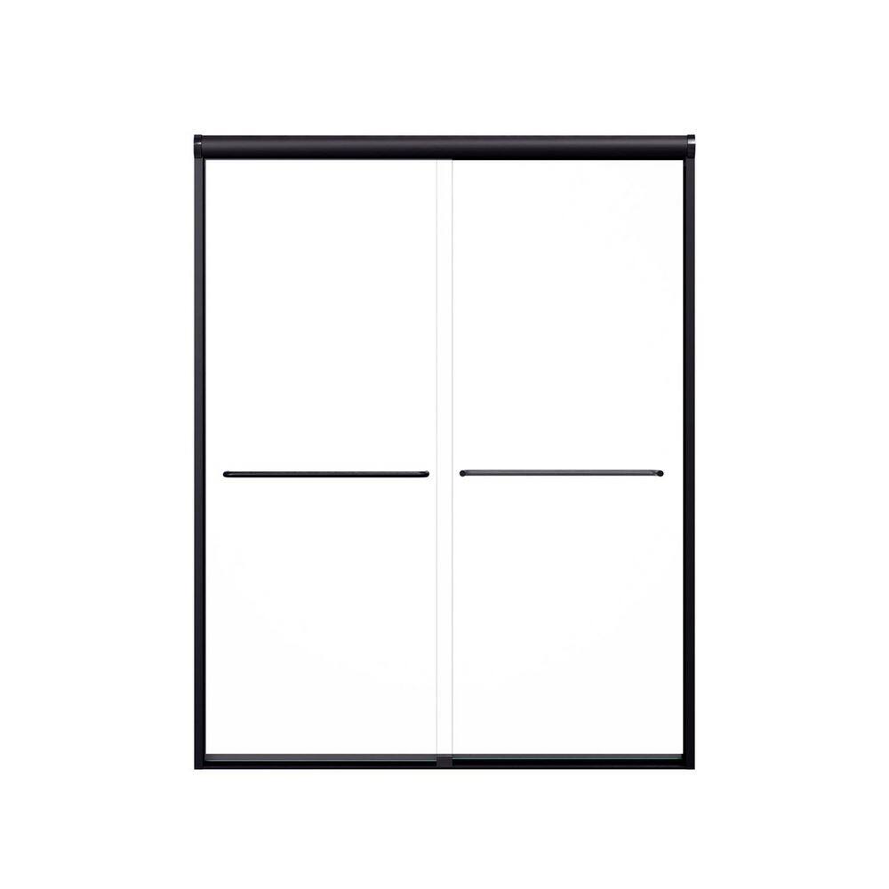 60 in. W x 72 in. H Double Sliding Semi-Frameless Shower Door in Matte Black with Clear Tempered Glass with Handles price history on PriceWatchPro
