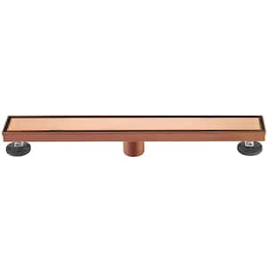 24 in. Linear Stainless Steel Shower Drain with Tile Insert in Rose Gold