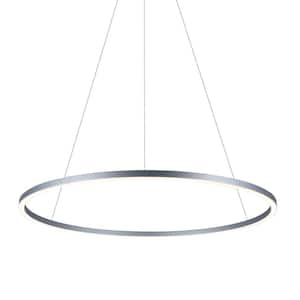 Tania Round 39 in. 52-Watt Silver Circular ETL Certified Integrated LED Chandelier Hanging Pendant Light