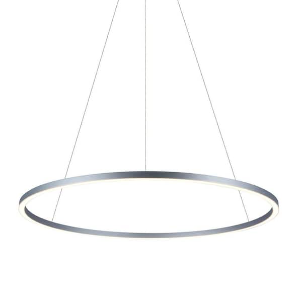 VONN Lighting Tania Round 39 in. 52-Watt Silver Circular ETL Certified Integrated LED Chandelier Hanging Pendant Light