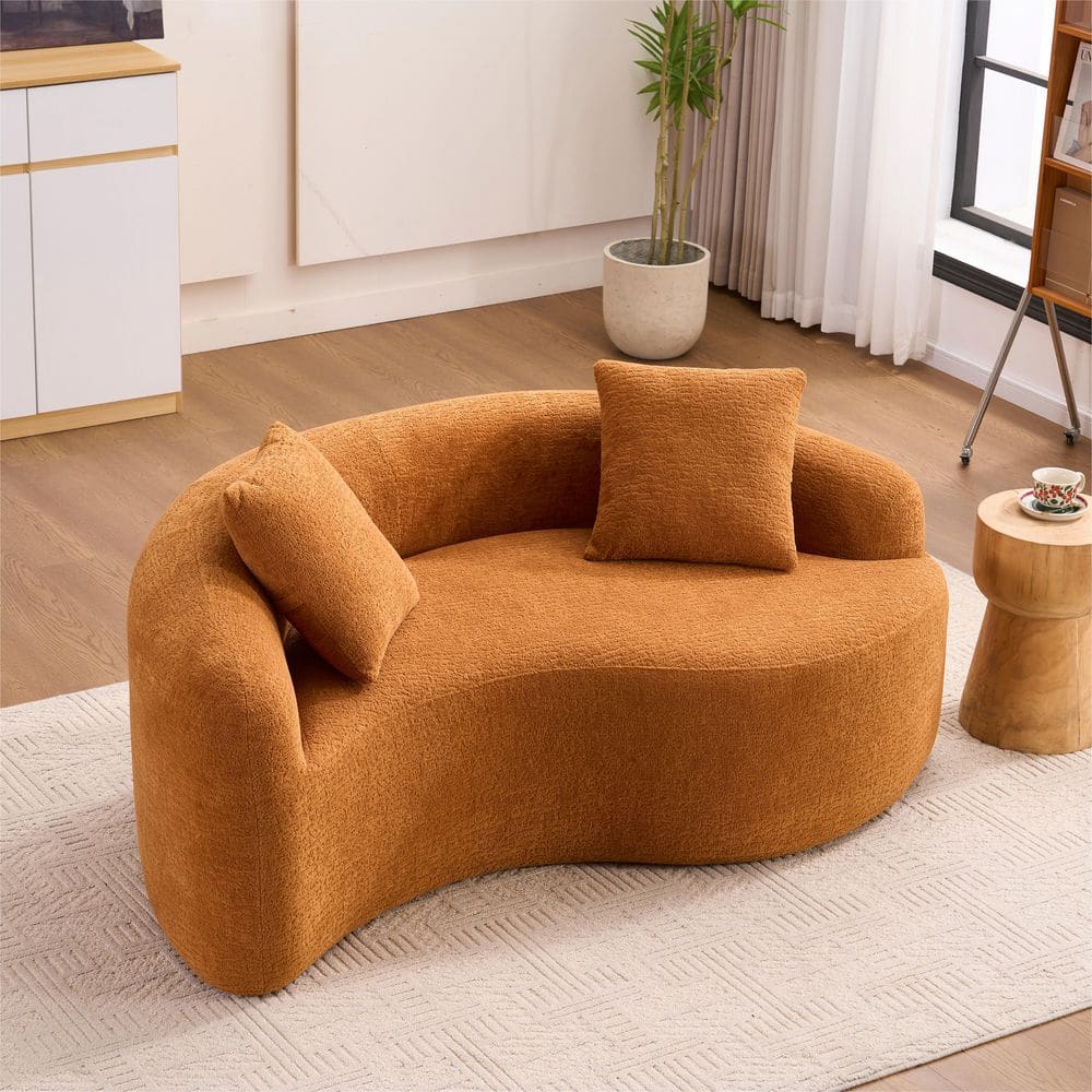 66.9 in. W Chenille 2-Seater Flared Arms S-Curved Shape Sectional Sofa in Orange, No Assembly price history on PriceWatchPro