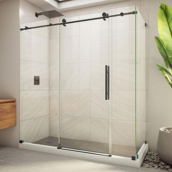 DreamLine Enigma-X 72-3/8 in. W x 76 in. H Sliding Shower Enclosure in Matte Black with Clear Glass
