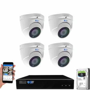 8-Channel 8MP 1TB NVR Security Camera System 4 Wired Turret Cameras 2.8-12mm Motorized Lens Human/Vehicle Detection