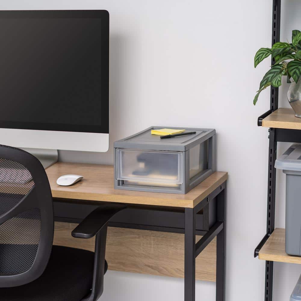 Mini Gray Plastic Stackable Office Drawer Box